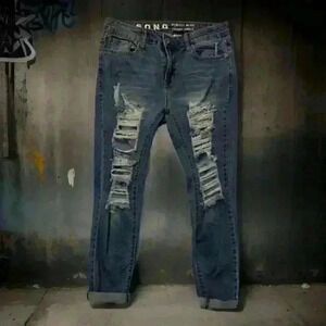 SONG Mid Rise Ripped Skinny Jeans Size 7